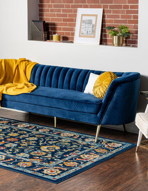 Navy Blue 2' x 3' Aurelia Rectangle Area Rug 100% Polypropylene & Jute Backing Living Dining Room Bedroom Office Traditional Carpet for Sale at Rug Engine