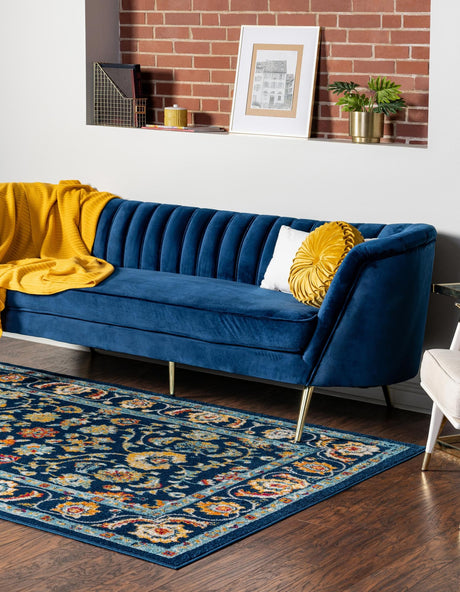 Navy Blue 2' x 3' Aurelia Rectangle Area Rug 100% Polypropylene & Jute Backing Living Dining Room Bedroom Office Traditional Carpet for Sale at Rug Engine