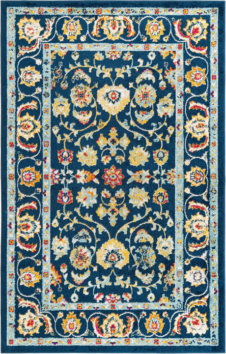 Navy Blue 5' x 8' Aurelia Rectangle Area Rug 100% Polypropylene & Jute Backing Living Dining Room Bedroom Office Traditional Carpet for Sale at Rug Engine