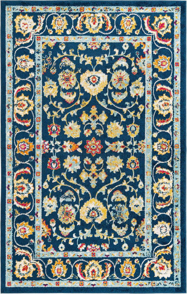 Navy Blue 5' x 8' Aurelia Rectangle Area Rug 100% Polypropylene & Jute Backing Living Dining Room Bedroom Office Traditional Carpet for Sale at Rug Engine