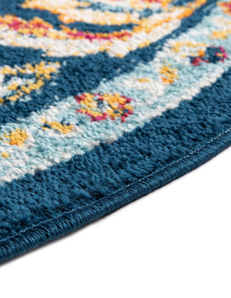 Navy Blue 7' x 7' Aurelia Round Area Rug 100% Polypropylene & Jute Backing Living Dining Room Bedroom Office Traditional Carpet for Sale at Rug Engine