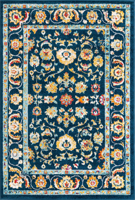 Navy Blue 4' x 6' Aurelia Rectangle Area Rug 100% Polypropylene & Jute Backing Living Dining Room Bedroom Office Traditional Carpet for Sale at Rug Engine