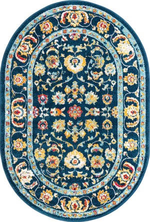 Navy Blue 4' x 6' Aurelia Oval Area Rug 100% Polypropylene & Jute Backing Living Dining Room Bedroom Office Traditional Carpet for Sale at Rug Engine