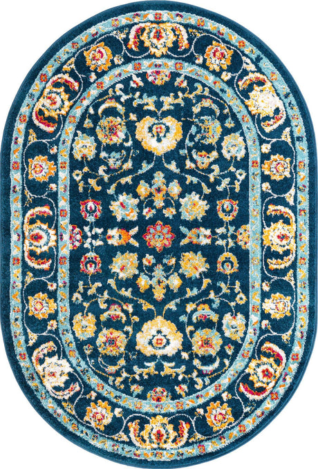 Navy Blue 4' x 6' Aurelia Oval Area Rug 100% Polypropylene & Jute Backing Living Dining Room Bedroom Office Traditional Carpet for Sale at Rug Engine