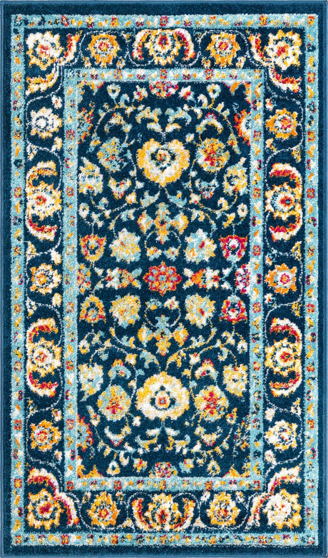 Navy Blue 3' x 5' 3 Aurelia Rectangle Area Rug 100% Polypropylene & Jute Backing Living Dining Room Bedroom Office Traditional Carpet for Sale at Rug Engine
