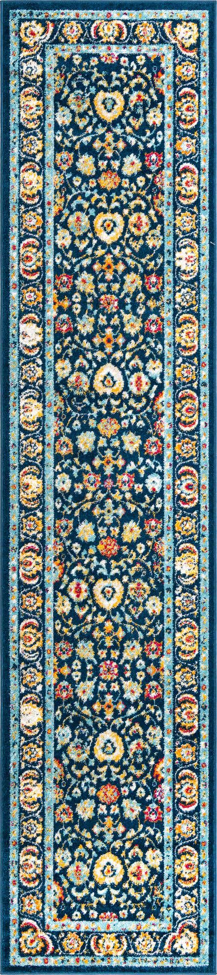 Navy Blue 2' 7 x 12' Aurelia Runner Area Rug 100% Polypropylene & Jute Backing Living Dining Room Bedroom Office Traditional Carpet for Sale at Rug Engine