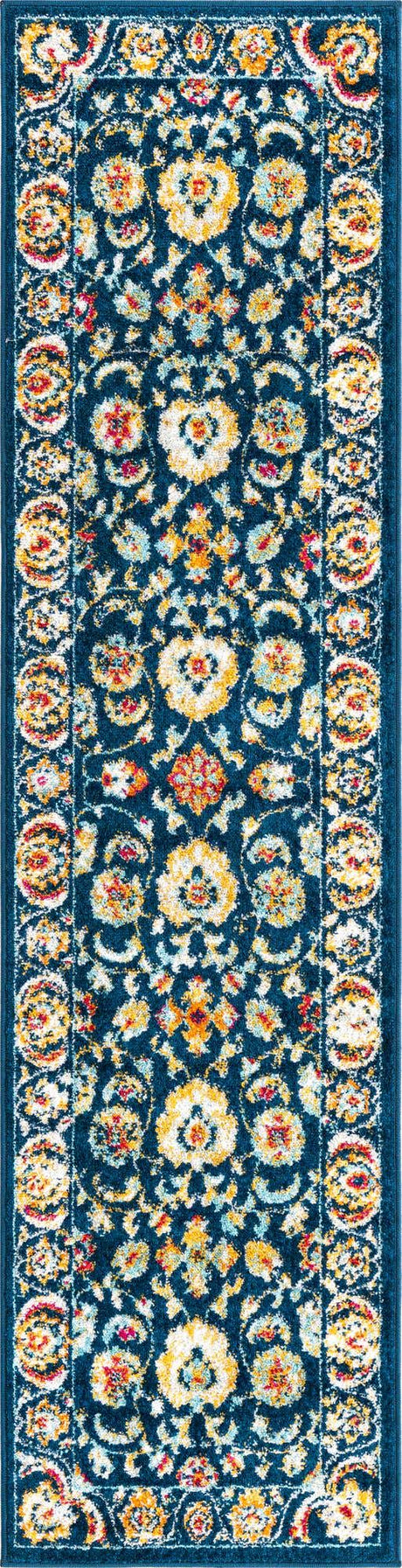 Navy Blue 2' x 8' Aurelia Runner Area Rug 100% Polypropylene & Jute Backing Living Dining Room Bedroom Office Traditional Carpet for Sale at Rug Engine