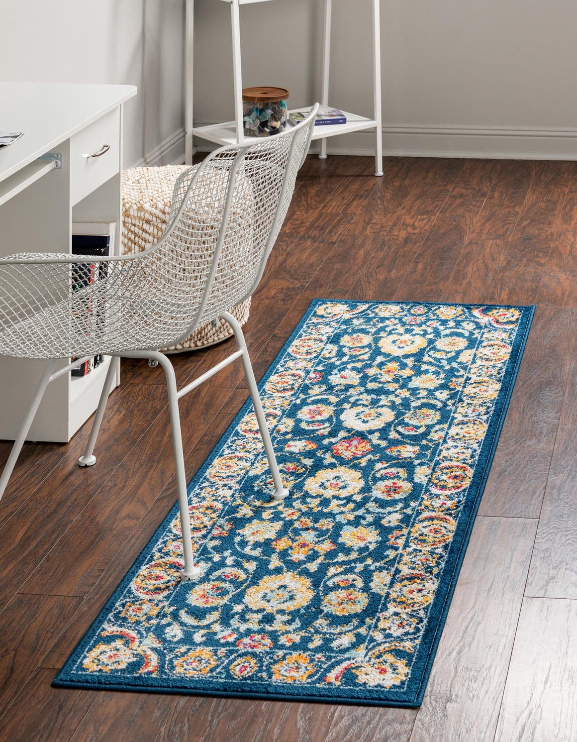 Navy Blue 2' x 8' Aurelia Runner Area Rug 100% Polypropylene & Jute Backing Living Dining Room Bedroom Office Traditional Carpet for Sale at Rug Engine