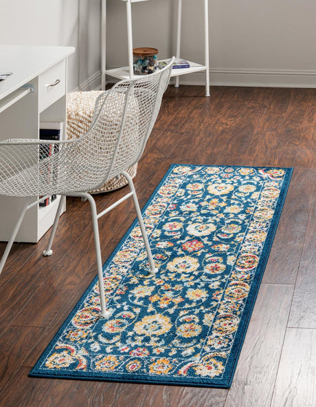 Navy Blue 2' x 8' Aurelia Runner Area Rug 100% Polypropylene & Jute Backing Living Dining Room Bedroom Office Traditional Carpet for Sale at Rug Engine