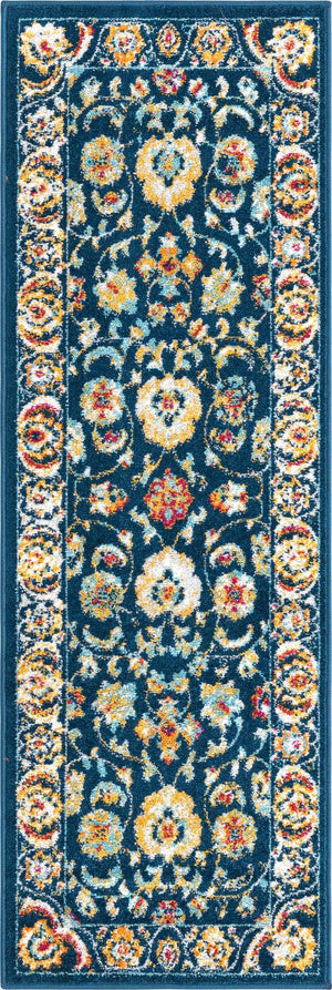 Navy Blue 2' x 6' Aurelia Runner Area Rug 100% Polypropylene & Jute Backing Living Dining Room Bedroom Office Traditional Carpet for Sale at Rug Engine