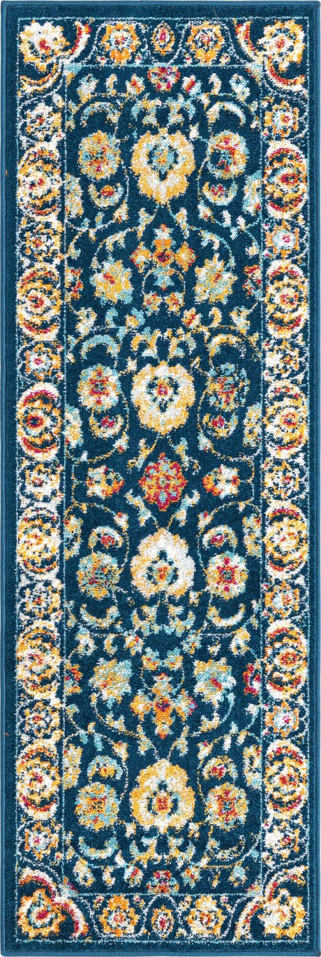 Navy Blue 2' x 6' Aurelia Runner Area Rug 100% Polypropylene & Jute Backing Living Dining Room Bedroom Office Traditional Carpet for Sale at Rug Engine