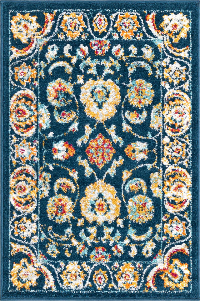 Navy Blue 2' x 3' Aurelia Rectangle Area Rug 100% Polypropylene & Jute Backing Living Dining Room Bedroom Office Traditional Carpet for Sale at Rug Engine
