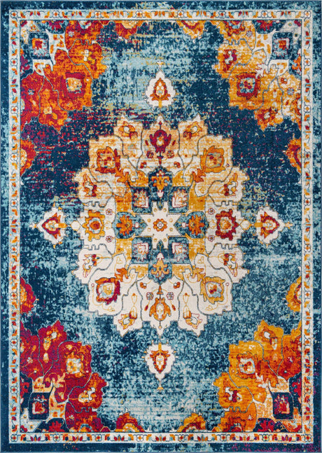 Multicolor 10' x 14' Parker Rectangle Area Rug Traditional Motif Classic Design Stain Resistant Carpet for Living, Dining, Bedrooms, Kitchen, Office for Sale at Rug Engine
