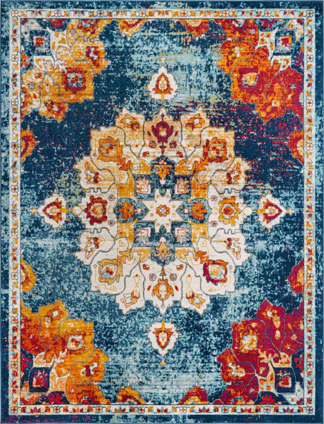 Multicolor 10' x 13' Parker Rectangle Area Rug Traditional Motif Classic Design Stain Resistant Carpet for Living, Dining, Bedrooms, Kitchen, Office for Sale at Rug Engine