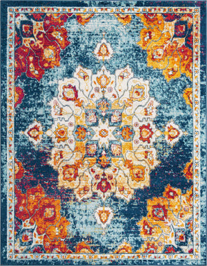 Multicolor 7' 10 x 10' Parker Rectangle Area Rug Traditional Motif Classic Design Stain Resistant Carpet for Living, Dining, Bedrooms, Kitchen, Office for Sale at Rug Engine