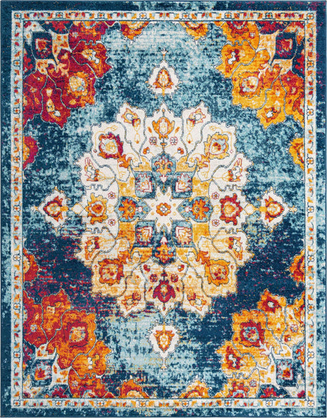 Multicolor 7' 10 x 10' Parker Rectangle Area Rug Traditional Motif Classic Design Stain Resistant Carpet for Living, Dining, Bedrooms, Kitchen, Office for Sale at Rug Engine