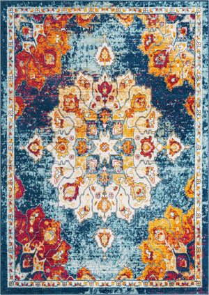Multicolor 7' x 10' Parker Rectangle Area Rug Traditional Motif Classic Design Stain Resistant Carpet for Living, Dining, Bedrooms, Kitchen, Office for Sale at Rug Engine