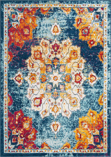 Multicolor 7' x 10' Parker Rectangle Area Rug Traditional Motif Classic Design Stain Resistant Carpet for Living, Dining, Bedrooms, Kitchen, Office for Sale at Rug Engine
