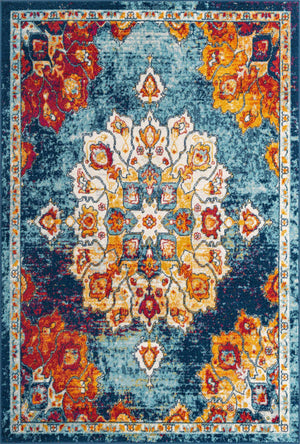 Multicolor 6' x 9' Parker Rectangle Area Rug Traditional Motif Classic Design Stain Resistant Carpet for Living, Dining, Bedrooms, Kitchen, Office for Sale at Rug Engine