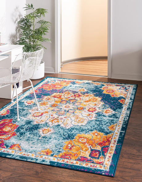 Multicolor 2' x 3' Parker Rectangle Area Rug Traditional Motif Classic Design Stain Resistant Carpet for Living, Dining, Bedrooms, Kitchen, Office for Sale at Rug Engine