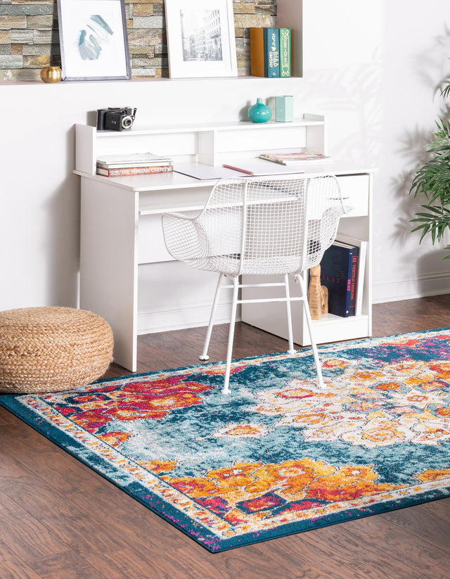 Multicolor 9' x 12' Parker Rectangle Area Rug Traditional Motif Classic Design Stain Resistant Carpet for Living, Dining, Bedrooms, Kitchen, Office for Sale at Rug Engine