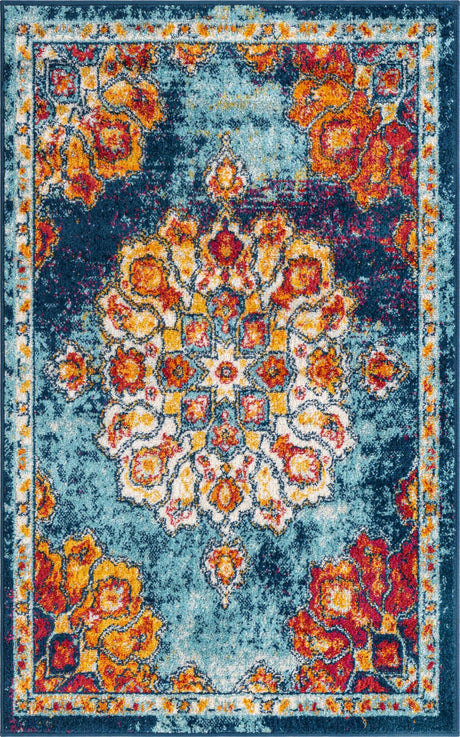 Multicolor 3' 3 x 5' 3 Parker Rectangle Area Rug Traditional Motif Classic Design Stain Resistant Carpet for Living, Dining, Bedrooms, Kitchen, Office for Sale at Rug Engine