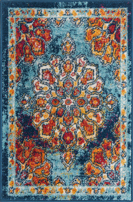 Multicolor 2' x 3' Parker Rectangle Area Rug Traditional Motif Classic Design Stain Resistant Carpet for Living, Dining, Bedrooms, Kitchen, Office for Sale at Rug Engine