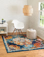 Multicolor 7' 10 x 7' 10 Parker Square Area Rug Traditional Motif Classic Design Stain Resistant Carpet for Living, Dining, Bedrooms, Kitchen, Office for Sale at Rug Engine