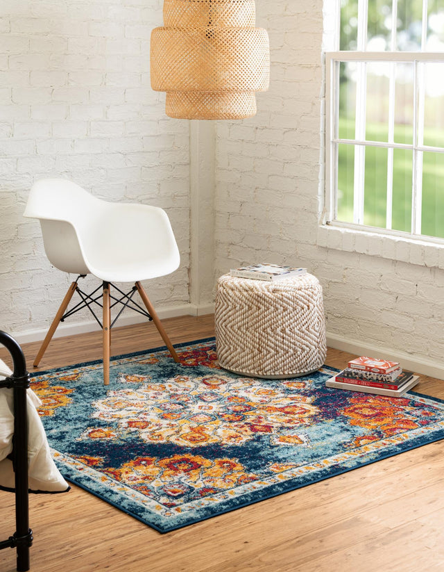 Multicolor 7' 10 x 7' 10 Parker Square Area Rug Traditional Motif Classic Design Stain Resistant Carpet for Living, Dining, Bedrooms, Kitchen, Office for Sale at Rug Engine
