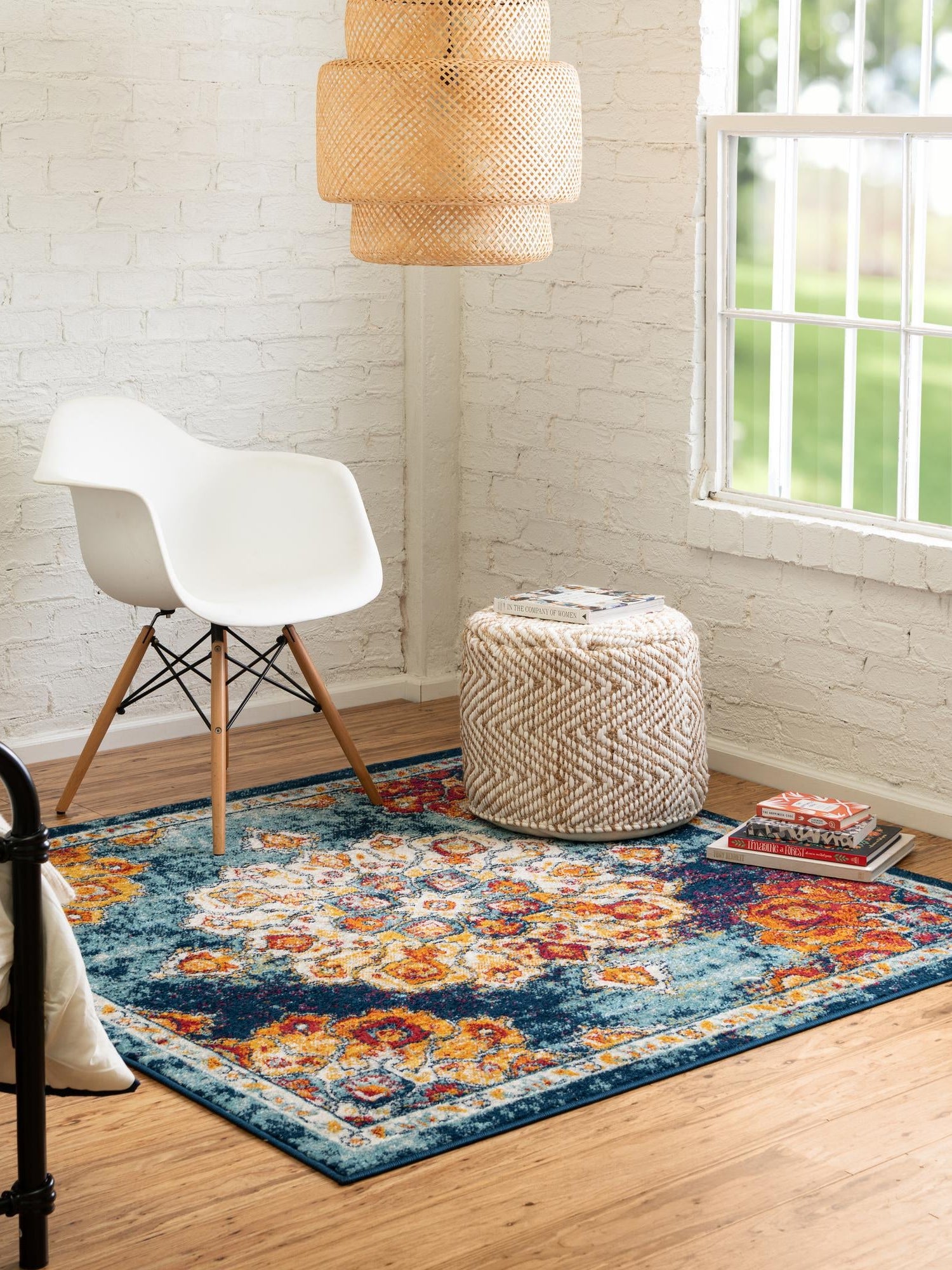 Multicolor 4' x 4' Parker Square Area Rug Traditional Motif Classic Design Stain Resistant Carpet for Living, Dining, Bedrooms, Kitchen, Office for Sale at Rug Engine