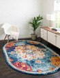 Multicolor 4' x 6' Parker Oval Area Rug Traditional Motif Classic Design Stain Resistant Carpet for Living, Dining, Bedrooms, Kitchen, Office for Sale at Rug Engine