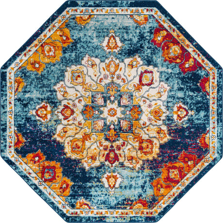 Multicolor 7' 10 x 7' 10 Parker Octagon Area Rug Traditional Motif Classic Design Stain Resistant Carpet for Living, Dining, Bedrooms, Kitchen, Office for Sale at Rug Engine