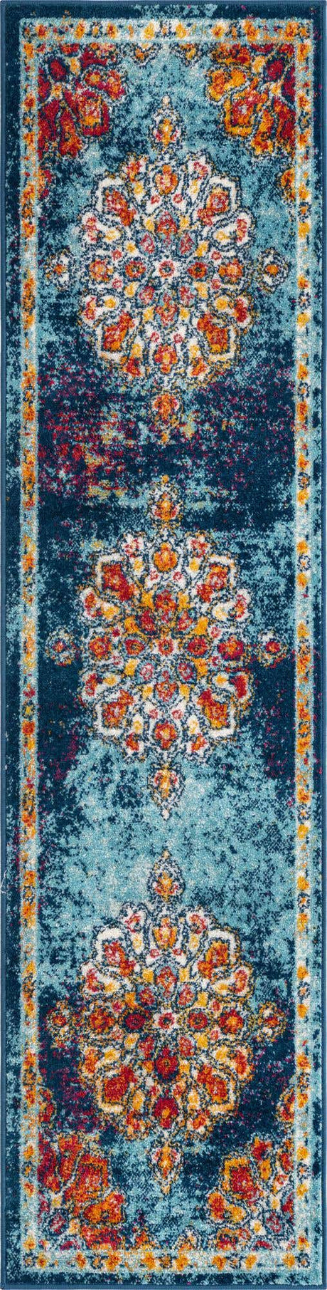 Multicolor 2' x 8' Parker Runner Area Rug Traditional Motif Classic Design Stain Resistant Carpet for Living, Dining, Bedrooms, Kitchen, Office for Sale at Rug Engine