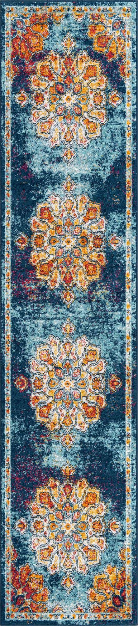 Multicolor 2' 7 x 12' Parker Runner Area Rug Traditional Motif Classic Design Stain Resistant Carpet for Living, Dining, Bedrooms, Kitchen, Office for Sale at Rug Engine