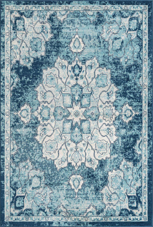 Navy Blue 6' x 9' Parker Rectangle Area Rug Traditional Motif Classic Design Stain Resistant Carpet for Living, Dining, Bedrooms, Kitchen, Office for Sale at Rug Engine