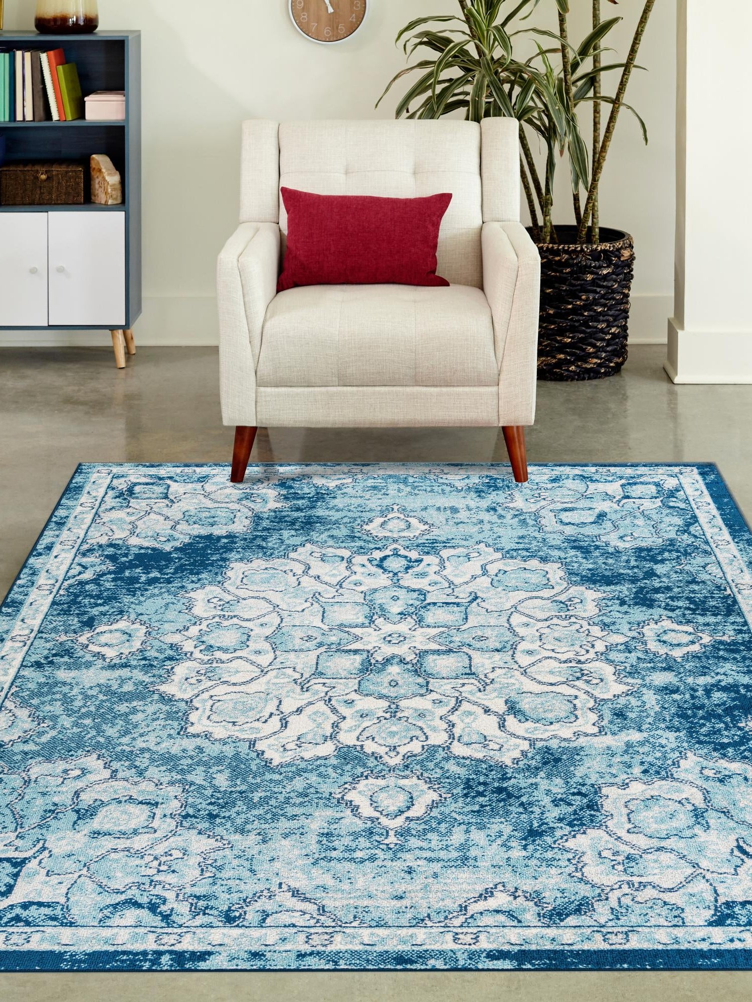 Navy Blue 3' 3 x 5' 3 Parker Rectangle Area Rug Traditional Motif Classic Design Stain Resistant Carpet for Living, Dining, Bedrooms, Kitchen, Office for Sale at Rug Engine