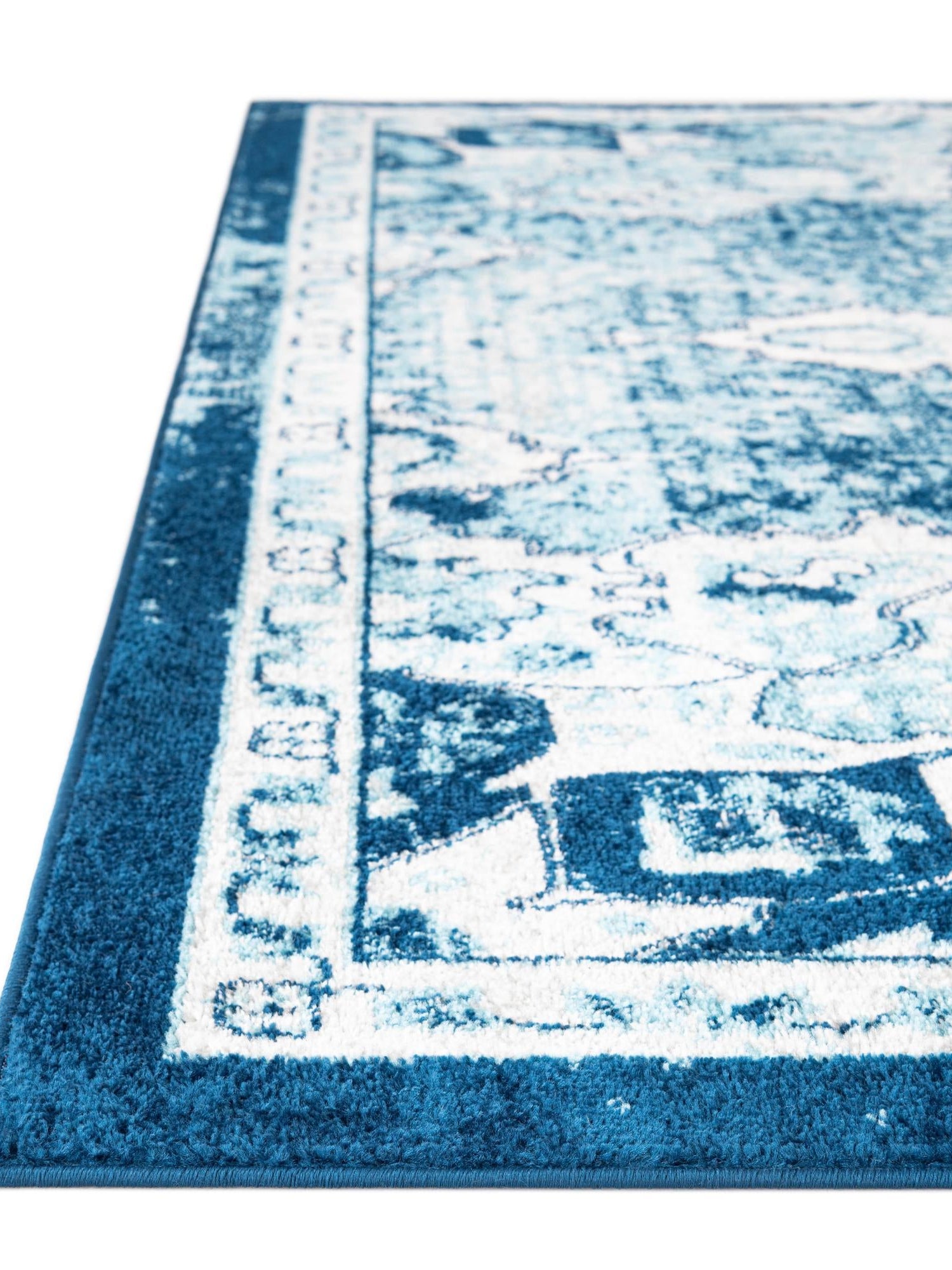 Navy Blue 6' x 9' Parker Rectangle Area Rug Traditional Motif Classic Design Stain Resistant Carpet for Living, Dining, Bedrooms, Kitchen, Office for Sale at Rug Engine