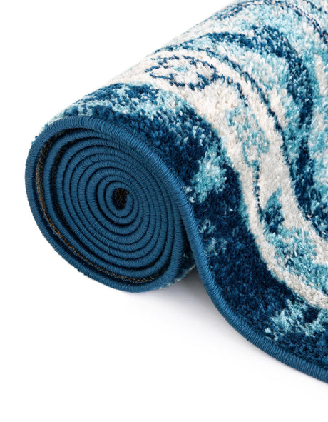 Navy Blue 10' x 13' Parker Rectangle Area Rug Traditional Motif Classic Design Stain Resistant Carpet for Living, Dining, Bedrooms, Kitchen, Office for Sale at Rug Engine