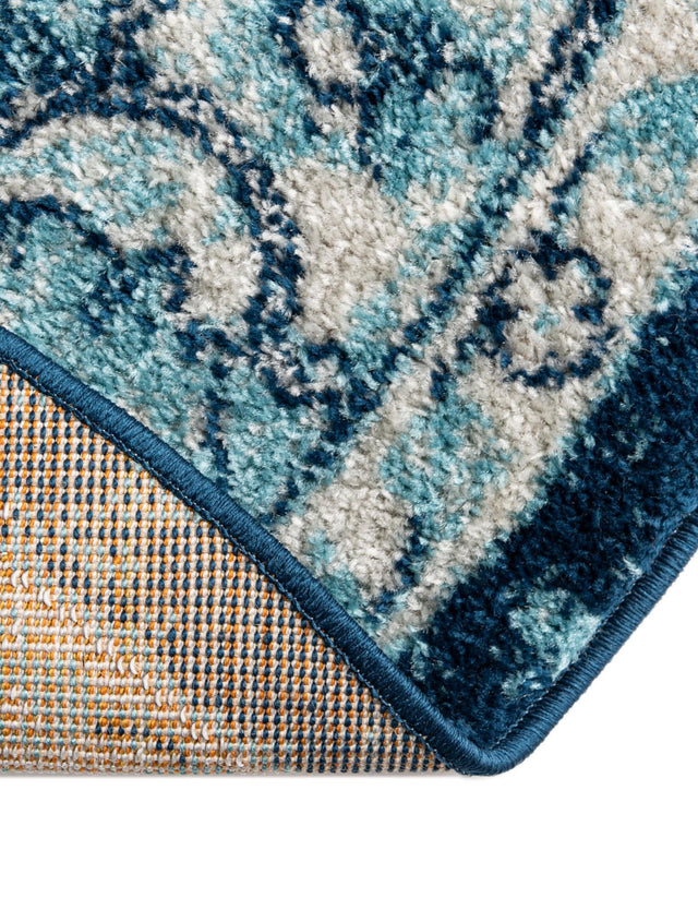 Navy Blue 7' 10 x 7' 10 Parker Round Area Rug Traditional Motif Classic Design Stain Resistant Carpet for Living, Dining, Bedrooms, Kitchen, Office for Sale at Rug Engine