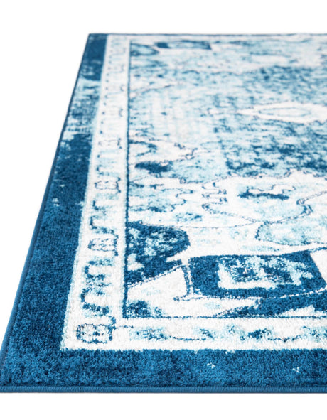 Navy Blue 2' x 6' Parker Runner Area Rug Traditional Motif Classic Design Stain Resistant Carpet for Living, Dining, Bedrooms, Kitchen, Office for Sale at Rug Engine