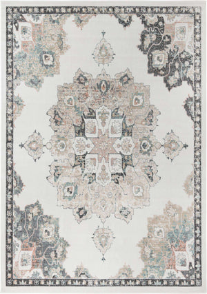 Ivory 10' x 14' Parker Rectangle Area Rug Traditional Motif Classic Design Stain Resistant Carpet for Living, Dining, Bedrooms, Kitchen, Office for Sale at Rug Engine