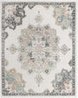 Ivory 7' 10 x 10' Parker Rectangle Area Rug Traditional Motif Classic Design Stain Resistant Carpet for Living, Dining, Bedrooms, Kitchen, Office for Sale at Rug Engine