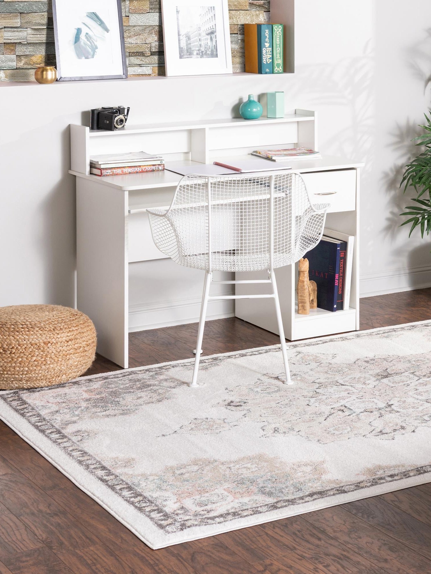 Ivory 2' x 3' Parker Rectangle Area Rug Traditional Motif Classic Design Stain Resistant Carpet for Living, Dining, Bedrooms, Kitchen, Office for Sale at Rug Engine