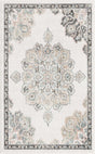 Ivory 3' 3 x 5' 3 Parker Rectangle Area Rug Traditional Motif Classic Design Stain Resistant Carpet for Living, Dining, Bedrooms, Kitchen, Office for Sale at Rug Engine