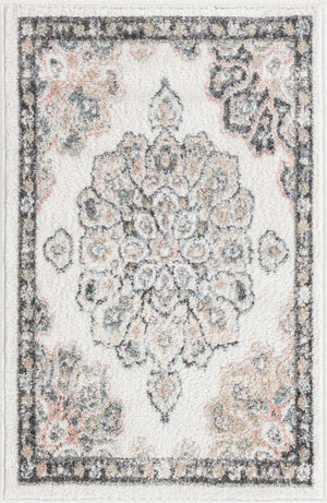 Ivory 2' x 3' Parker Rectangle Area Rug Traditional Motif Classic Design Stain Resistant Carpet for Living, Dining, Bedrooms, Kitchen, Office for Sale at Rug Engine