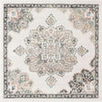 Ivory 4' x 4' Parker Square Area Rug Traditional Motif Classic Design Stain Resistant Carpet for Living, Dining, Bedrooms, Kitchen, Office for Sale at Rug Engine
