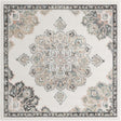 Ivory 5' x 5' Parker Square Area Rug Traditional Motif Classic Design Stain Resistant Carpet for Living, Dining, Bedrooms, Kitchen, Office for Sale at Rug Engine