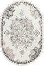 Ivory 4' x 6' Parker Oval Area Rug Traditional Motif Classic Design Stain Resistant Carpet for Living, Dining, Bedrooms, Kitchen, Office for Sale at Rug Engine