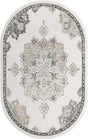 Ivory 5' x 8' Parker Oval Area Rug Traditional Motif Classic Design Stain Resistant Carpet for Living, Dining, Bedrooms, Kitchen, Office for Sale at Rug Engine
