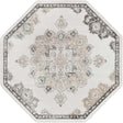 Ivory 7' 10 x 7' 10 Parker Octagon Area Rug Traditional Motif Classic Design Stain Resistant Carpet for Living, Dining, Bedrooms, Kitchen, Office for Sale at Rug Engine